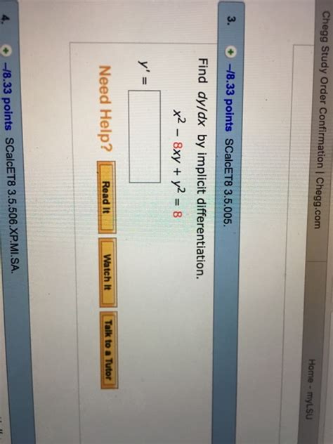 Solved Chegg Study Order Confirmation | Chegg.com 3. -18.33 | Chegg.com 