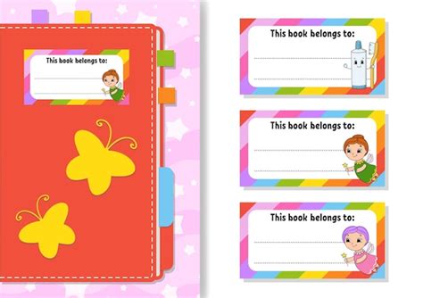 Pegatinas de etiquetas de libros para niños la forma rectangular para el libro de cuaderno ...