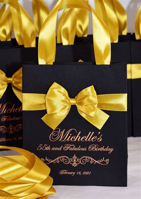birthday party favor bags  gold satin ribbon handles etsy