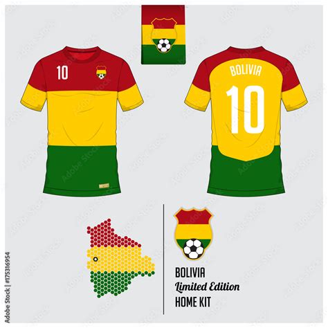 Soccer jersey or football kit, template for Bolivia National Football ...