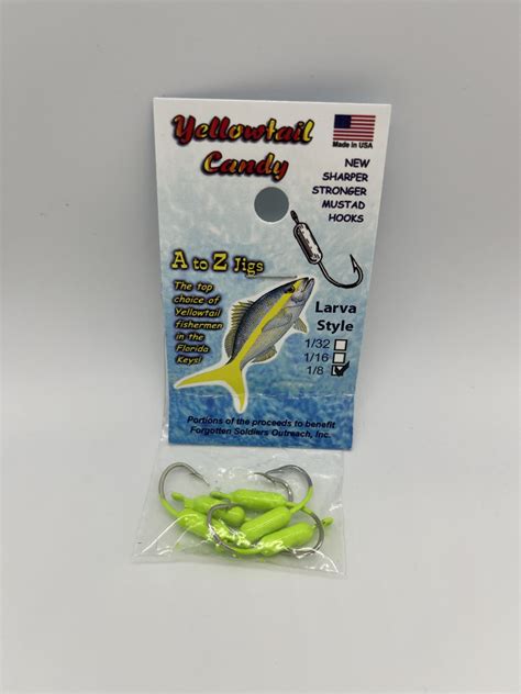 Yellowtail Candy Larva Style Green Jigs Florida Tackle Company