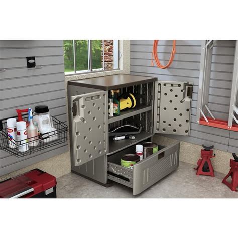 Suncast Cu Ft Heavy Duty Resin Garage Base Storage Cabinet