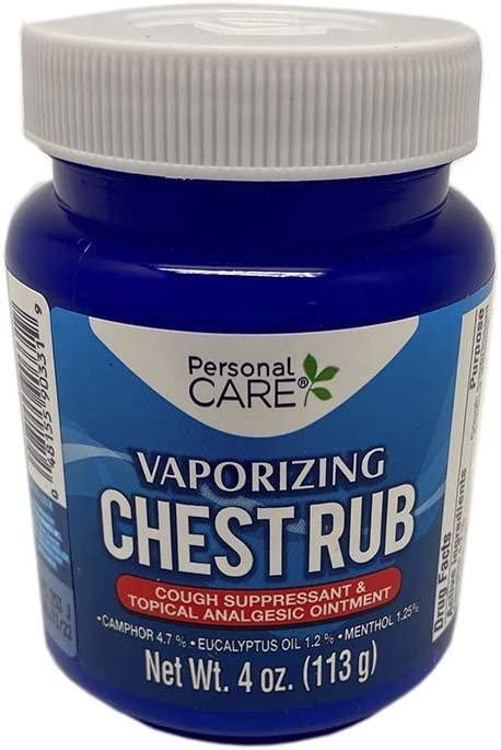 Personal Care Vaporizing Chest Rub Topical Analgesic Relief For The