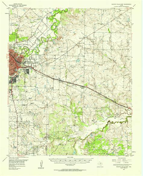 Wichita Falls East Texas 1957 1958 USGS Old Topo Map Reprint 15x15