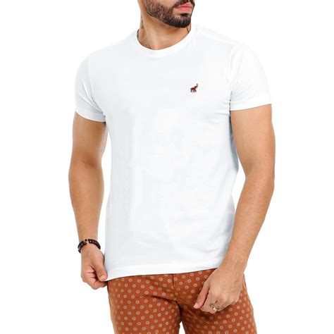 Camiseta Branca Lisa Masculina Básica de Algodão