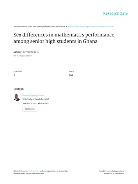 Sex Differences In Mathematics Performance Pdf Sex Differences In Humans Gender