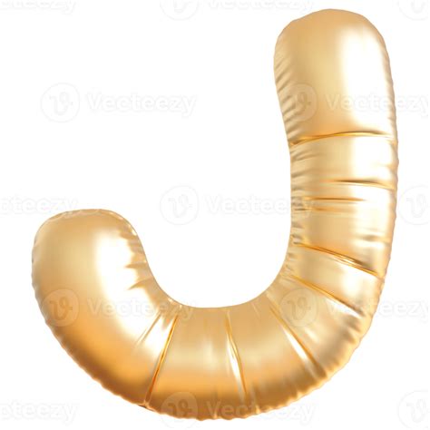 Gold Bubble Letter J Font 3d Render 36305487 Png