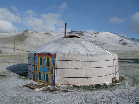 Mongolian Ger in snow stock image. Image of lifestyle - 12476405