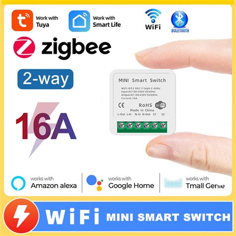 Zigbee Tuya WiFi Smart Switch 16A Wireless Mini DIY Light Switch 2 Way