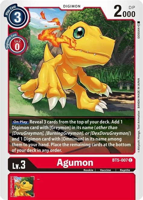 Agumon Bt 05 Battle Of Omni Digimon Cardtrader