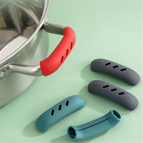 Happy Date 2 Pieces Silicone Hot Handle Holder Non Slip Pot Holders Cover Assist Hot Pan Handle