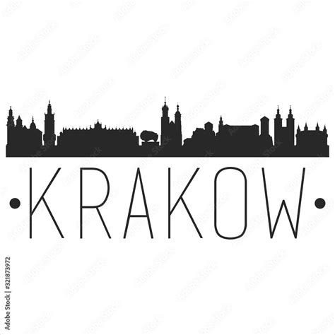 Krakow Poland City Skyline Silhouette City Design Vector Famous