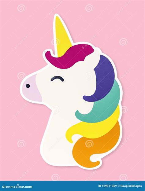 Cute Unicorn with Rainbow Colored Hair Stock Illustration - Illustration of character, fantasy ...