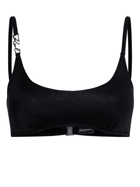 Karl Lagerfeld Signature Bandeau Bikini Top Black FARFETCH