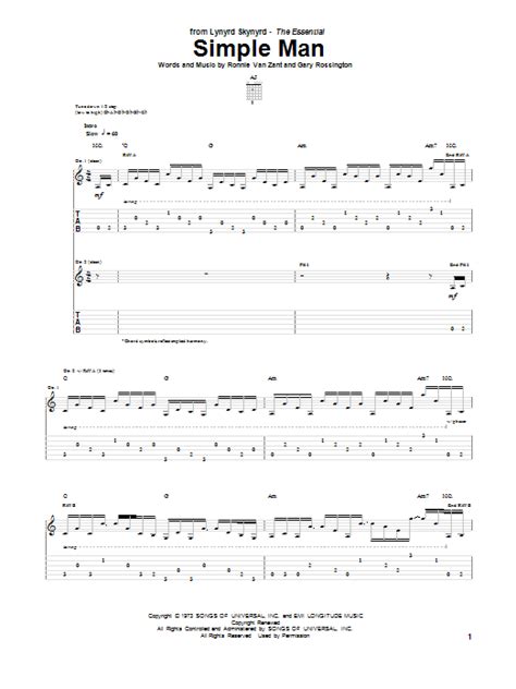 Simple Man by Lynyrd Skynyrd - Guitar Tab - Guitar Instructor