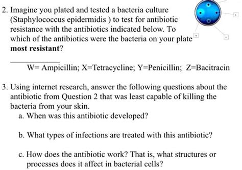 Imagine you plated and tested a bacteria culture (Staphylococcus ...