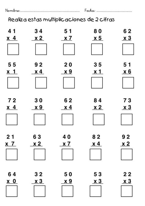 Fichas Para Repasar Las Multiplicaciones En Primaria