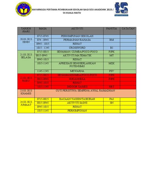 Aktiviti Pembukaan Sekolah Pdf