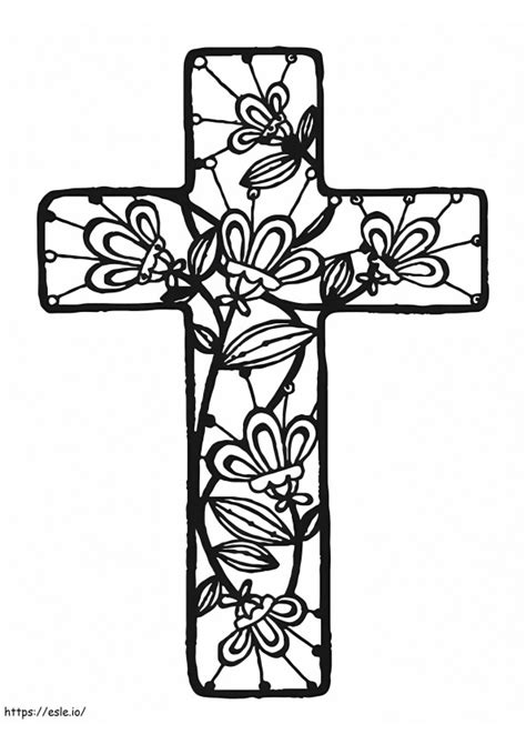 Coloriage Croix de Pâques fantaisie à imprimer dessin