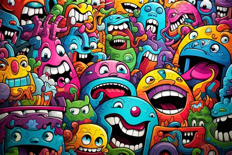 Monster Graffiti Characters Background Graphic by Forhadx5 · Creative ...