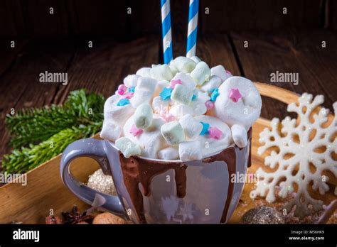 Cup Of Hot Chocolate With Marshmallows Stock Photo Alamy