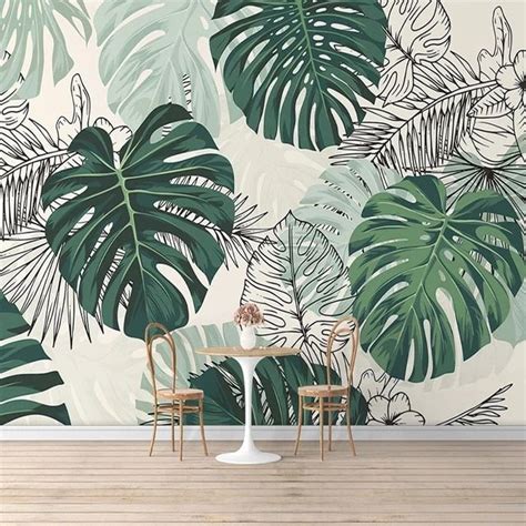 Papel Tapiz Autoadhesivo De Plantas Tropicales Modernas Murales De