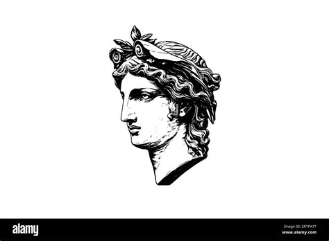 Antique statue head of greek sculpture sketch engraving style vector ...