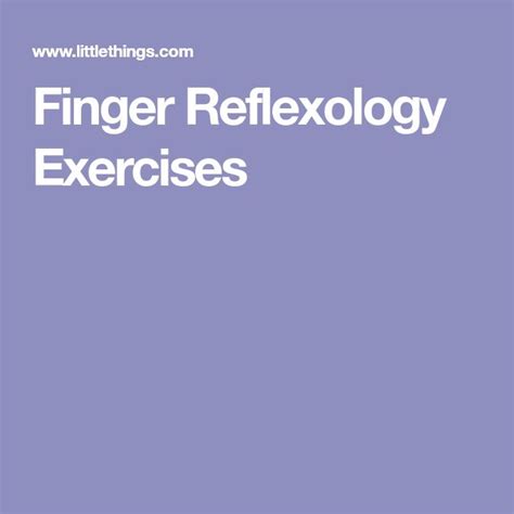 Finger Reflexology Exercises | Reflexology, Exercise, Healing therapy