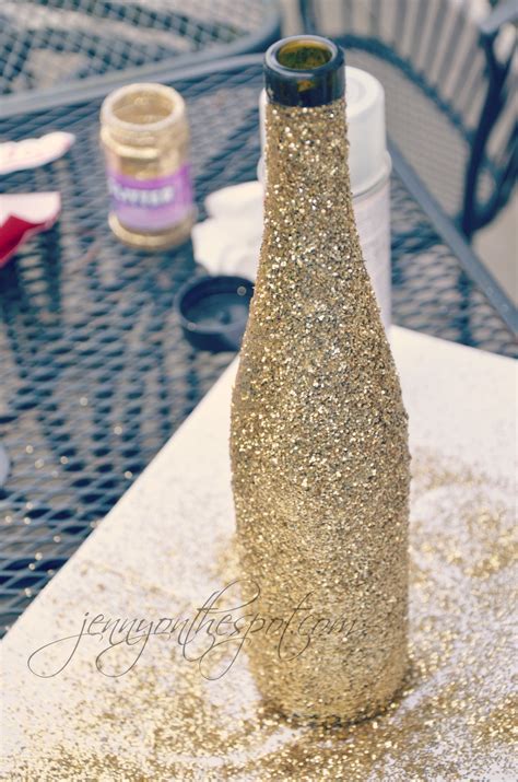 Tutorial For Diy Glittered Wine Bottles Jenny On The Spot