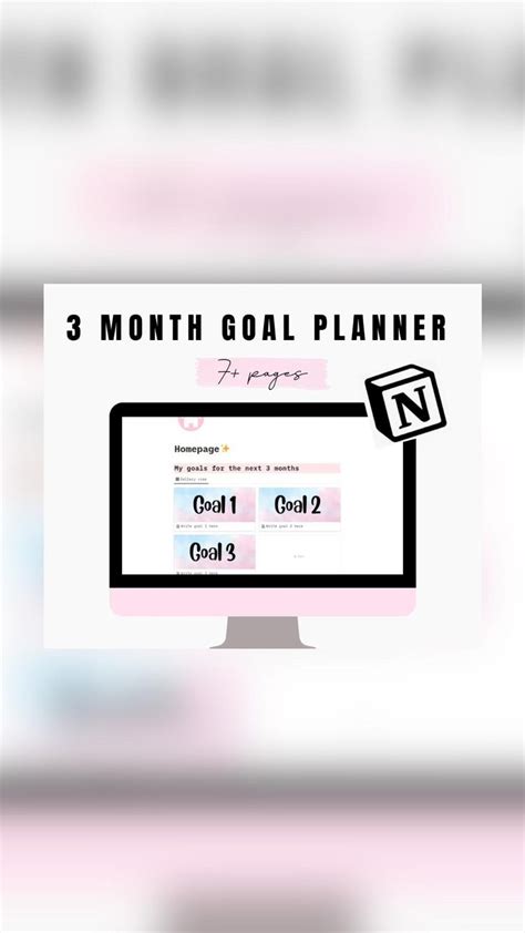 3 Months Goal Planner Notion Template Digital Goal Planner