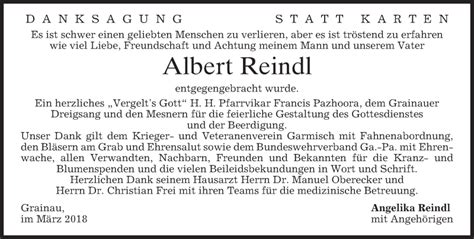 Traueranzeigen Von Albert Reindl Trauer Merkur De