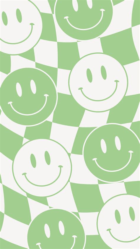 Groovy Green Smiley Face Phone Wallpaper Digital Download - Etsy