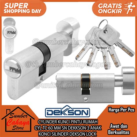 Jual CYLINDER KUNCI PINTU RUMAH CYL TC 60 MM SN DEKKSON 3 ANAK KONCI