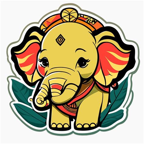 Premium Vector | Asian elephant flat sticker cartoon style illustration