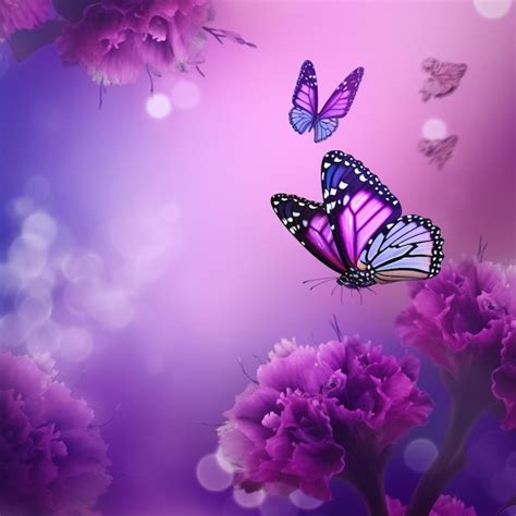 Un Fondo Morado Y Rosa Con Una Mariposa Volando En El Cielo Foto Premium