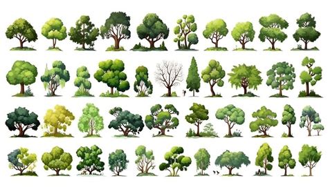 Premium Photo Set Of Trees Isolated On White Background Tree Top View