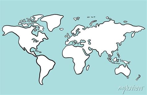 Freehand Drawing World Map Sketch On White Background Posters For The