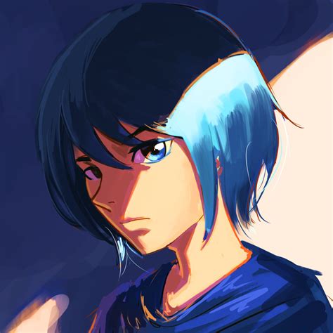 Safebooru 1other Absurdres Androgynous Blue Eyes Blue Hair Blue Robe Commentary Expressionless