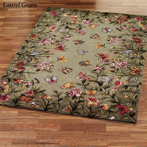 Athena Garden Butterfly Floral Wool Area Rugs Wool Area Rugs Floral