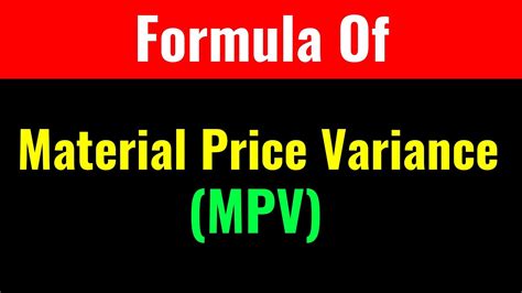 Formula Of Material Price Variance Mpv Class Series Youtube