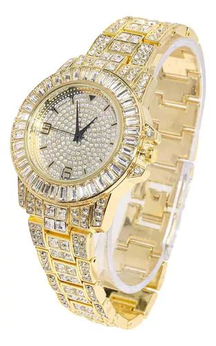 Relógio Halukakah Diamonds Gold Iced Out Masculino 18k Ban