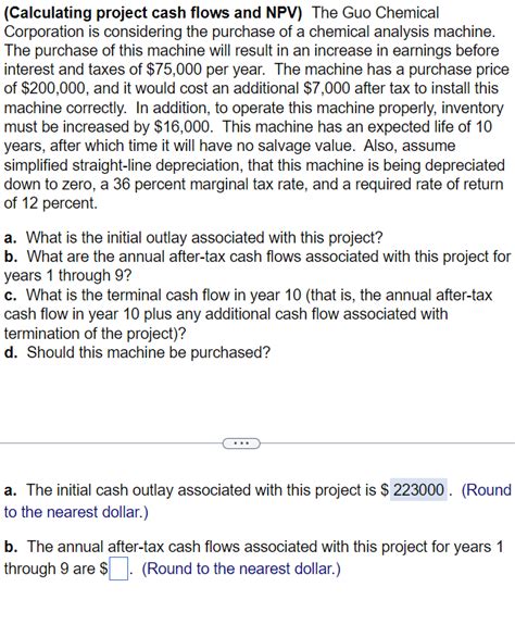 Solved Calculating Project Cash Flows And Npv The Guo Chegg