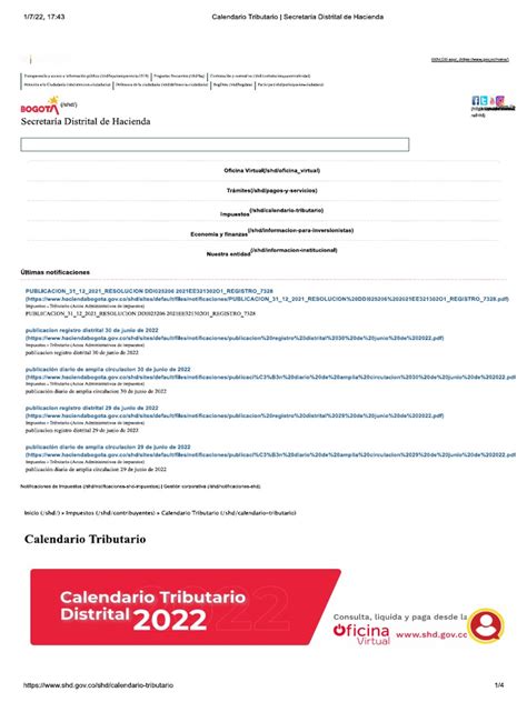 Calendario Tributario 2022 Bogota 1 8010233 Pdf