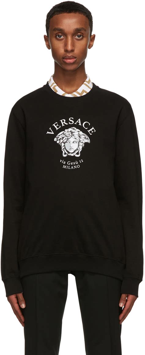 Pull molletonné noir Medusa Versace en solde