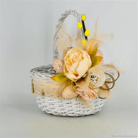 Пасхальный набор 2 в 1 венок и корзина с искусственными цветами купить ...