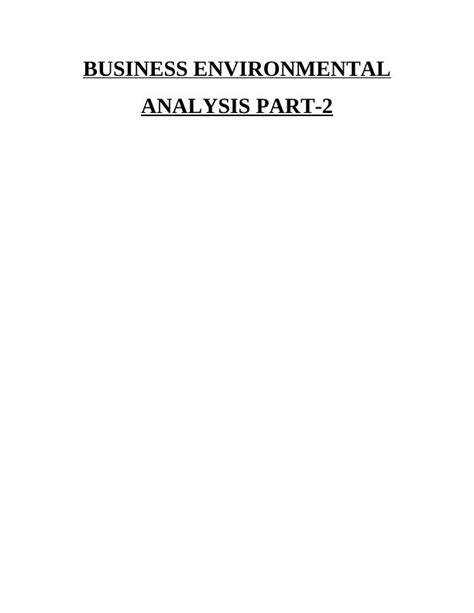 Business Environmental Analysis Part 2