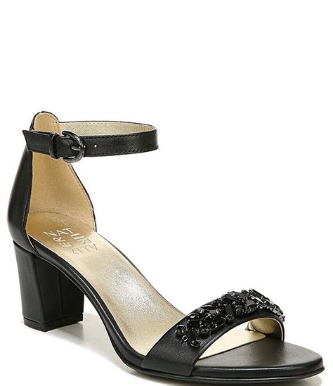 Naturalizer Vera2 Leather Ankle Strap Block Heel Rhinestone Embellished Dress Sandals Dillards