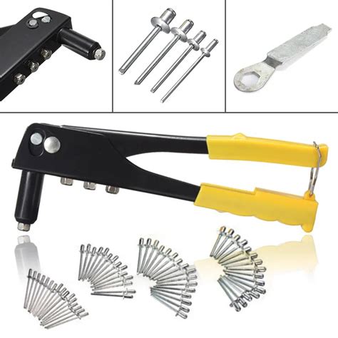 Pop Rivet Tool Riveter Gun With 60pcs Steel Blind Rivets Repair Tools Kit Heavy Duty Hand Tool