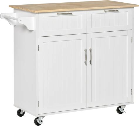 Homcom Carrello Da Cucina Salvaspazio In Legno Mdf Bianco Cassetto