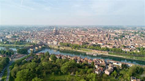 Aerial View Of Pavia And The Ticino River Lombardia Italy Stock Image